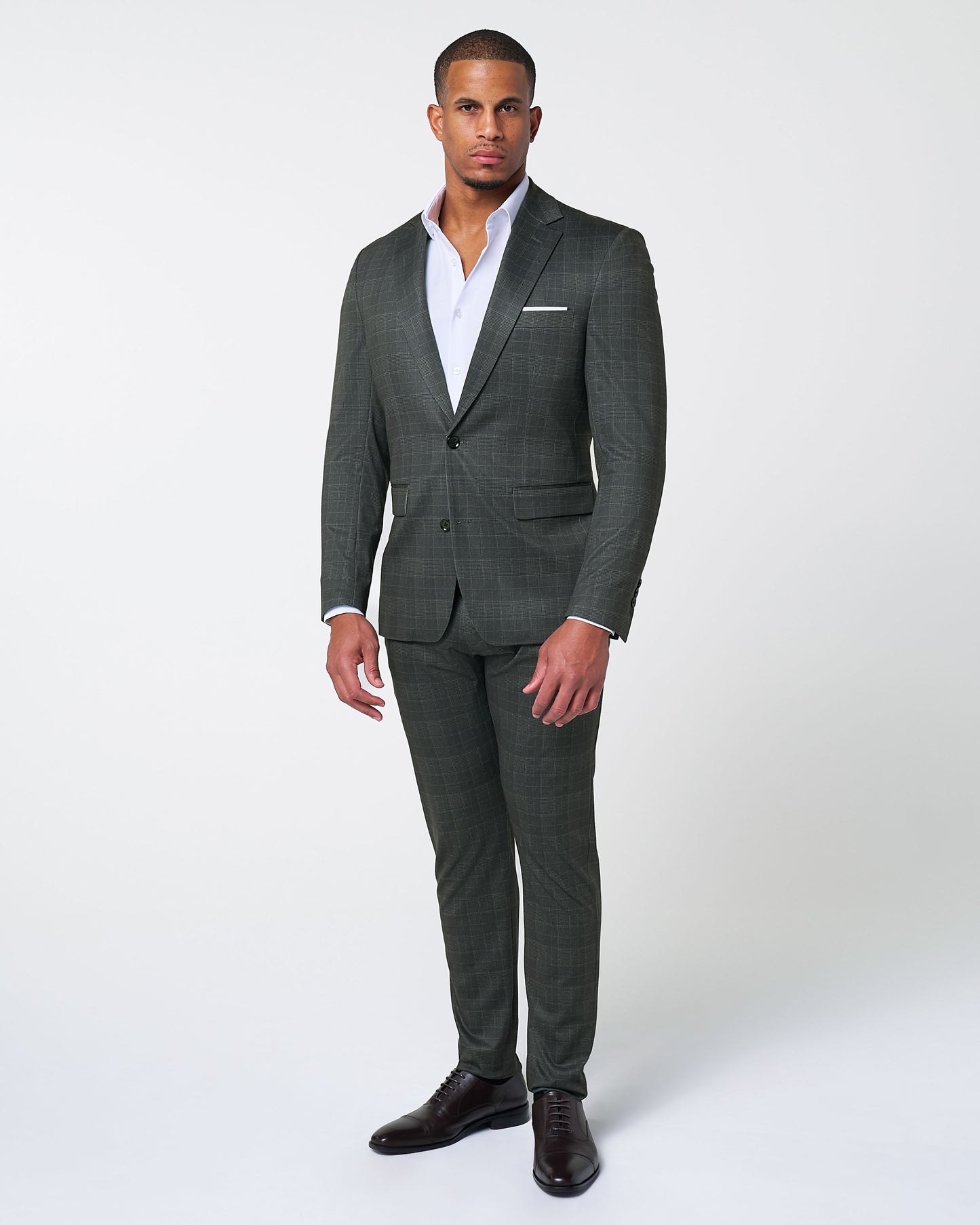 Athletic Fit Stretch Suit - Charcoal Plaid | State & Liberty Suits