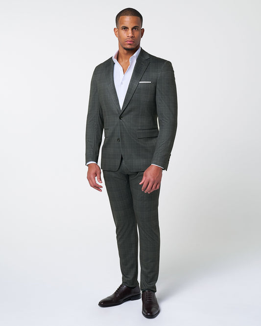 Athletic Fit Stretch Suit - Charcoal Plaid | State & Liberty Suits