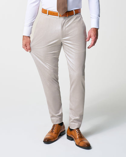 Athletic Fit Stretch Suit - Bone with Tan Stripes | State & Liberty Suits