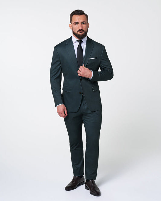 Athletic Fit Stretch Suit - Navy and Light Blue Microcheck | State & Liberty Suits
