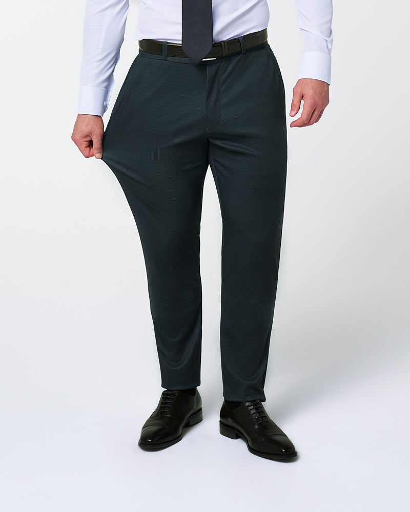 Athletic Fit Stretch Suit - Navy and Light Blue Microcheck | State & Liberty Suits