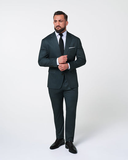Athletic Fit Stretch Suit - Navy and Light Blue Microcheck | State & Liberty Suits