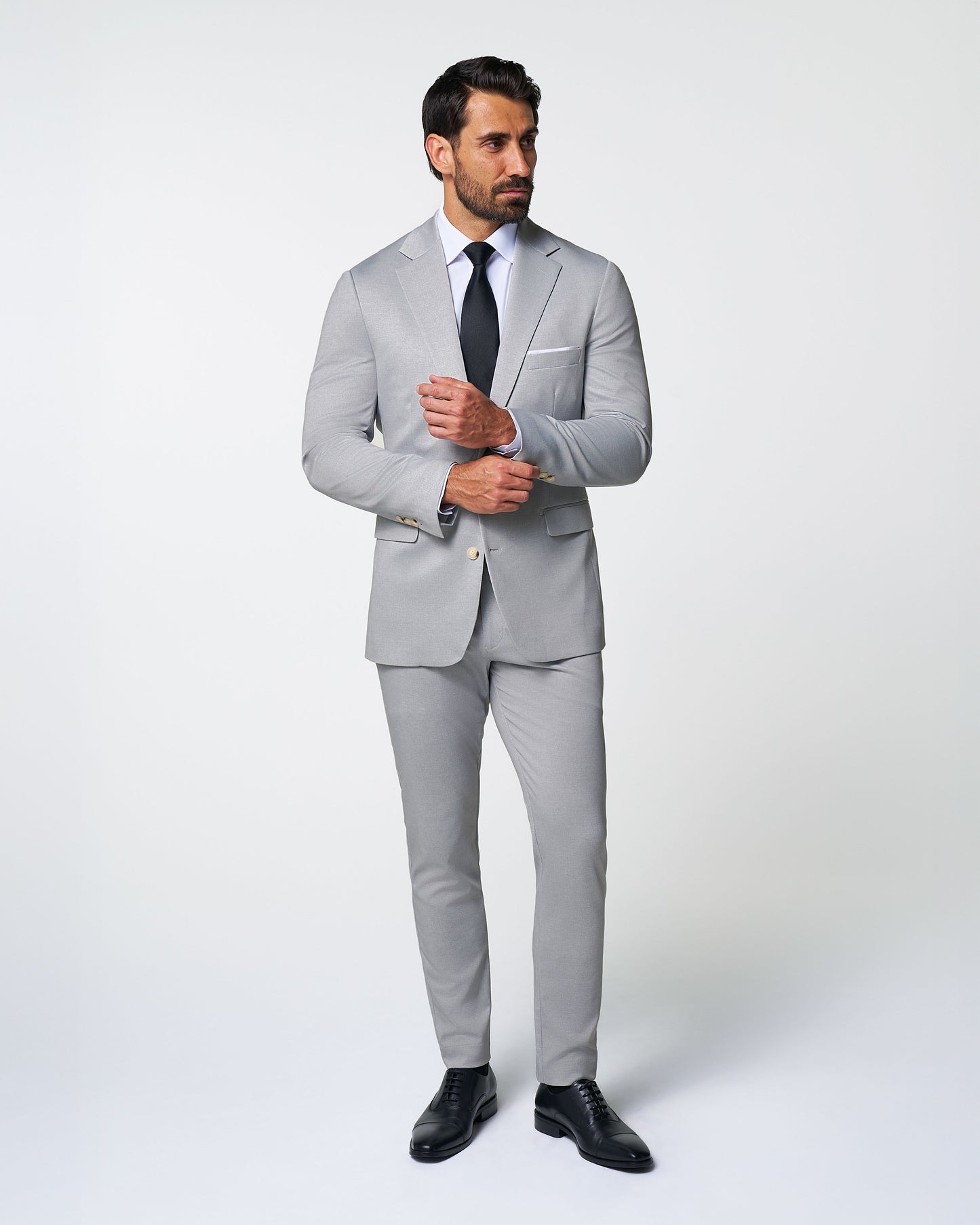 Athletic Fit Stretch Suit - Solid Light Grey | State & Liberty Suits