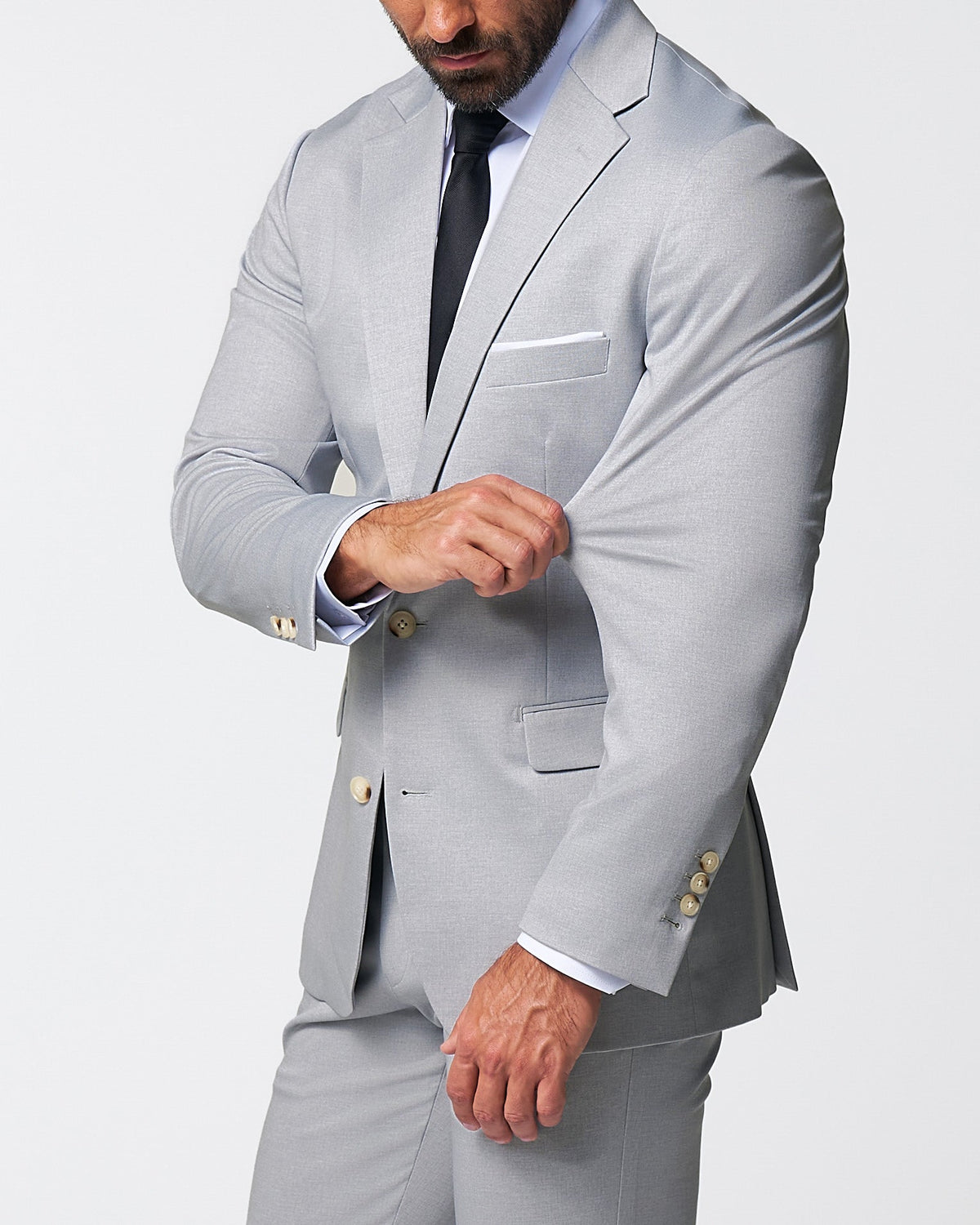Athletic Fit Stretch Suit - Solid Light Grey | State & Liberty Suits