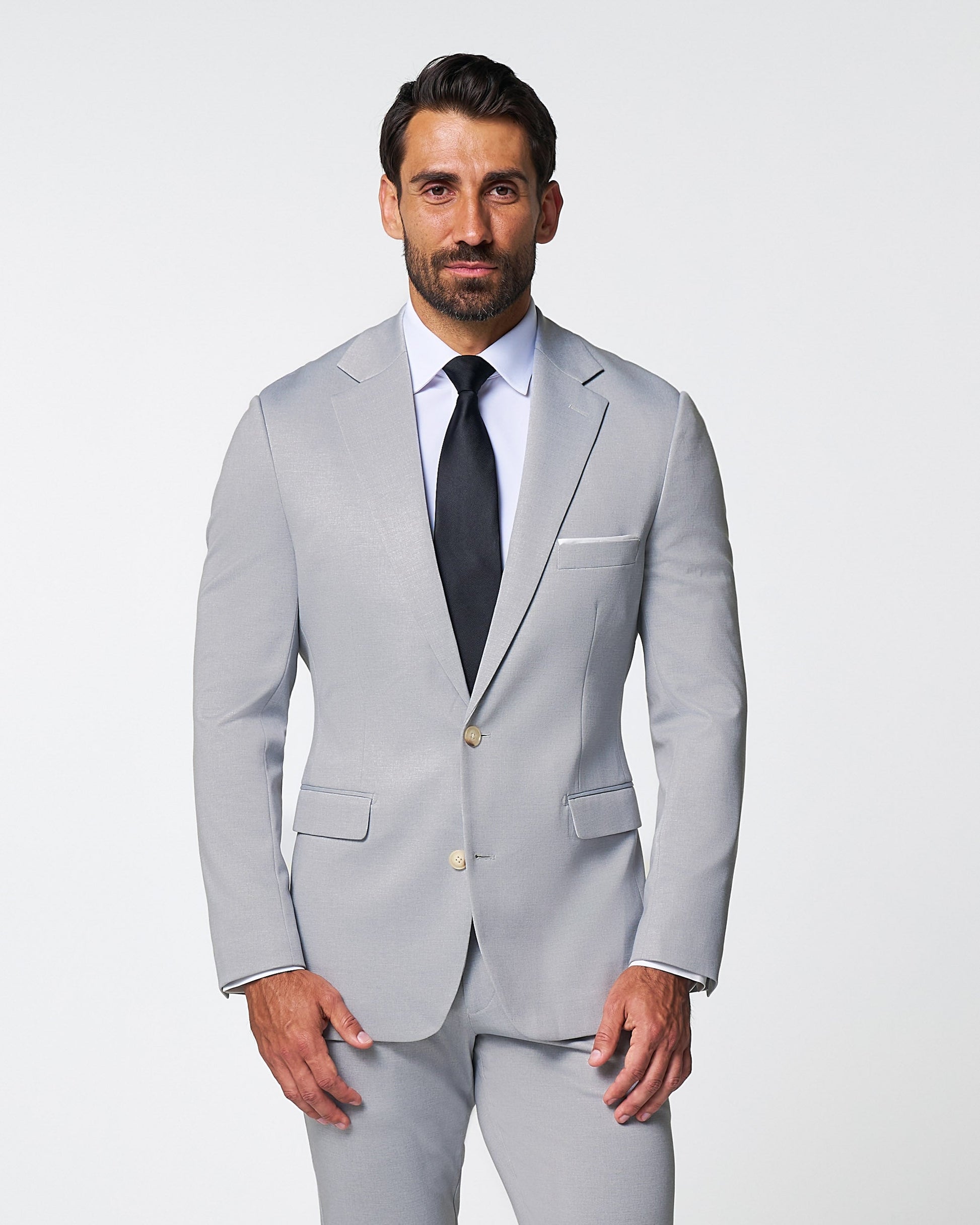 Athletic Fit Stretch Suit - Solid Light Grey | State & Liberty Suits