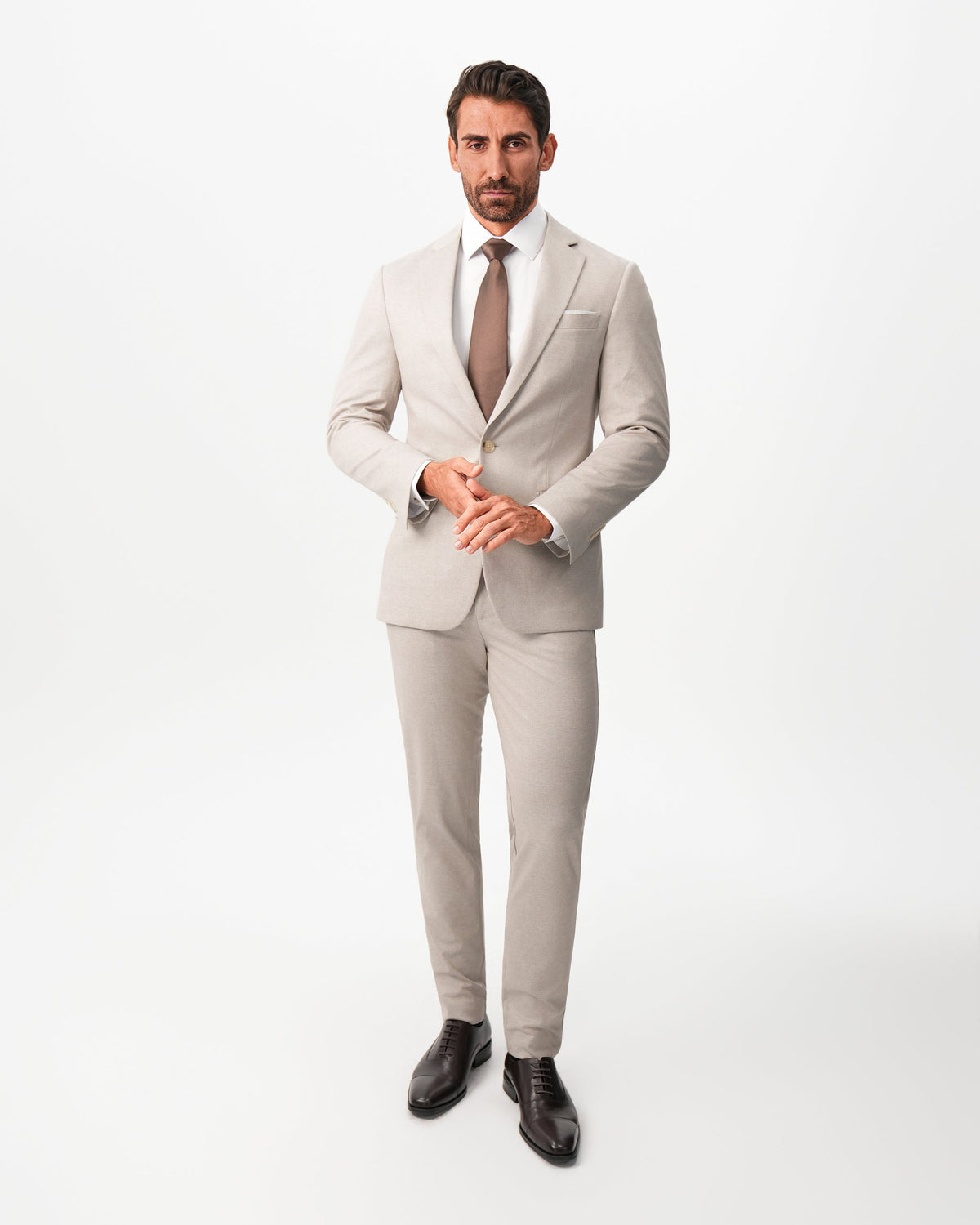 Athletic Fit Stretch Suit - Solid Tan | State & Liberty Suits