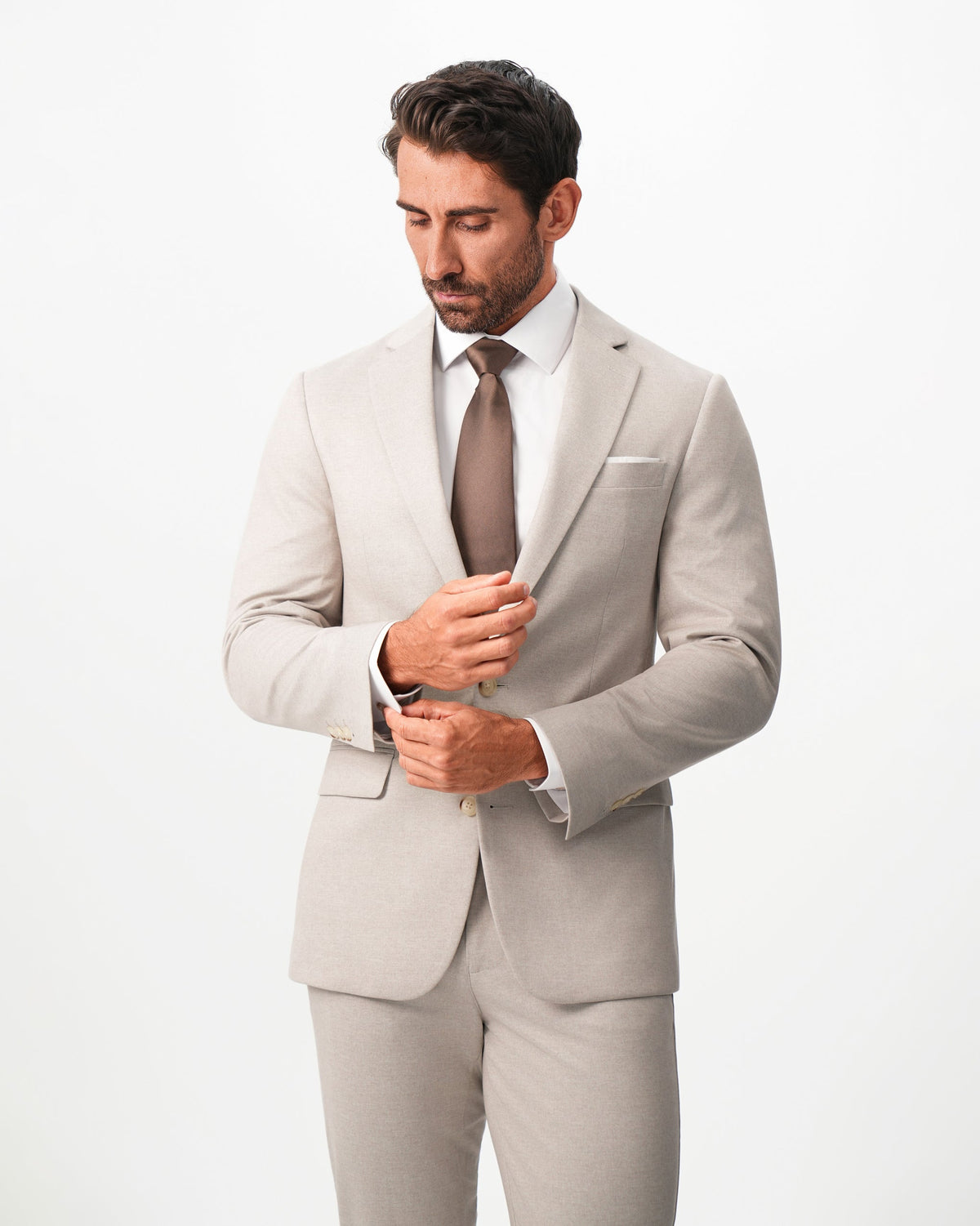 Athletic Fit Stretch Suit - Solid Tan | State & Liberty Suits