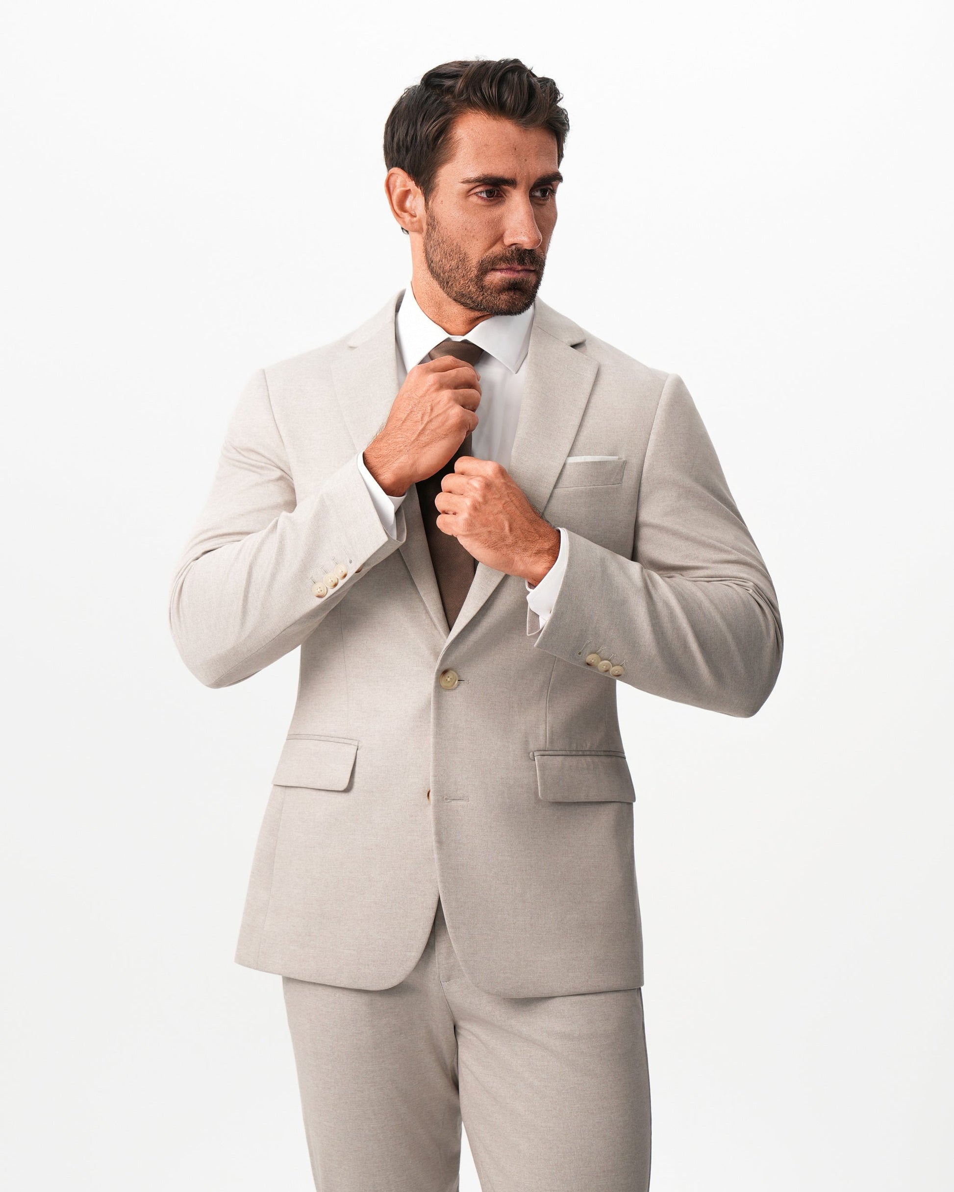 Athletic Fit Stretch Suit - Solid Tan | State & Liberty Suits