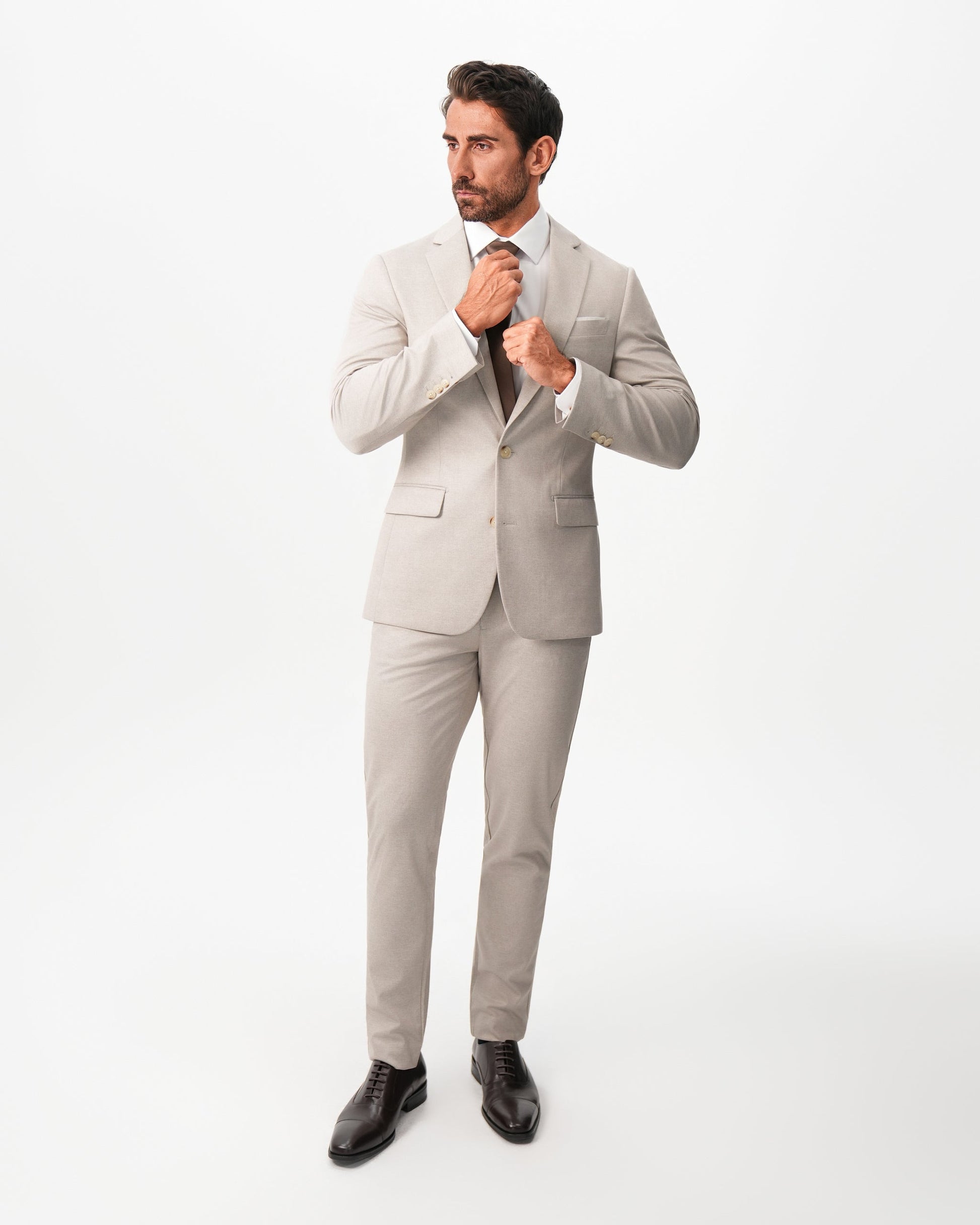 Athletic Fit Stretch Suit - Solid Tan | State & Liberty Suits