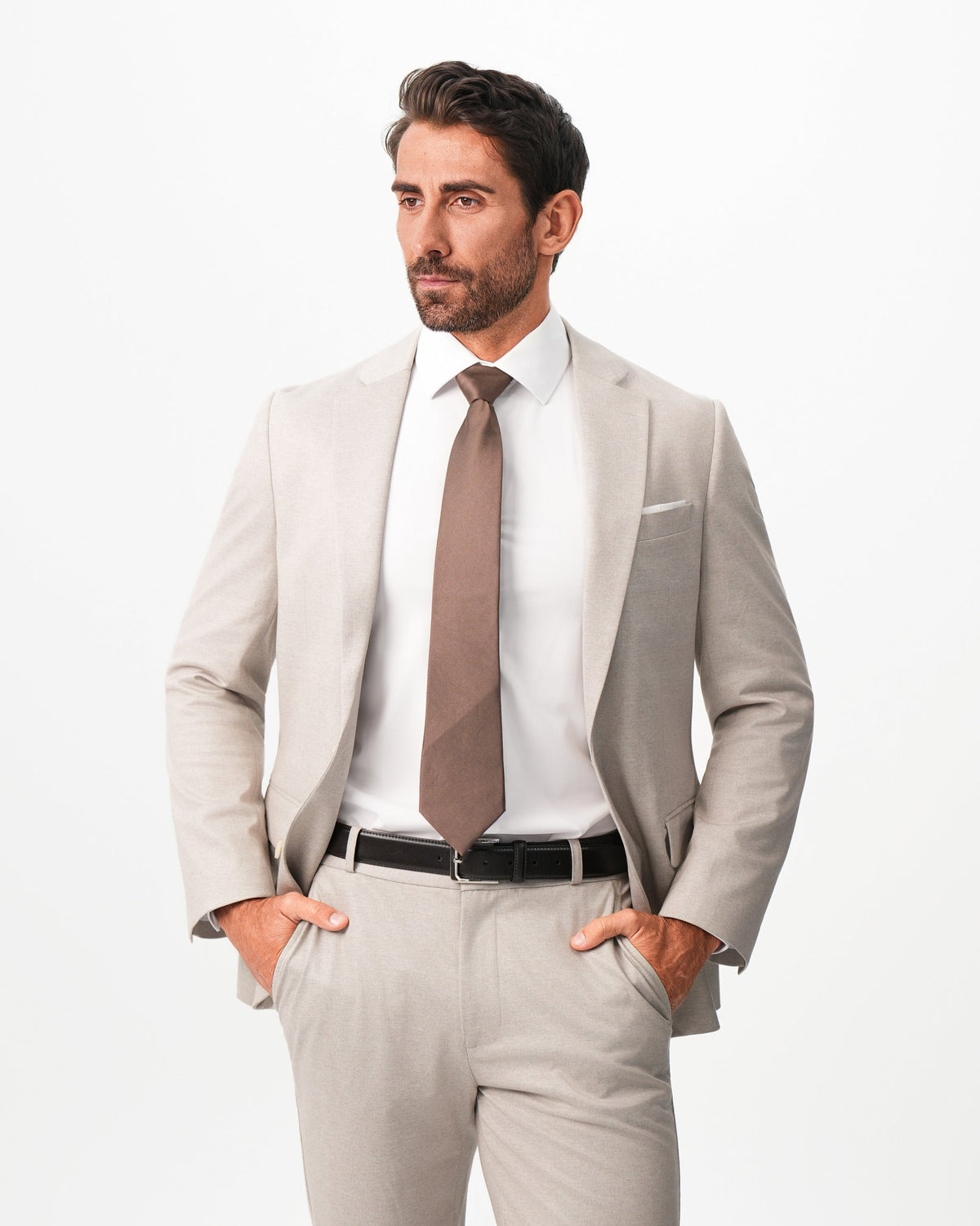 Athletic Fit Stretch Suit - Solid Tan | State & Liberty Suits