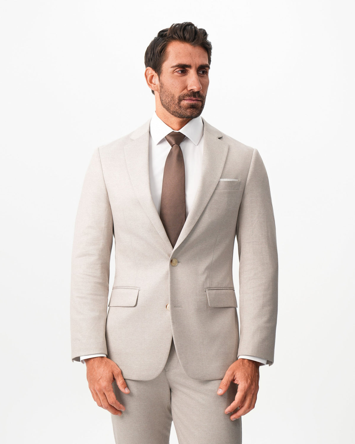 Athletic Fit Stretch Suit - Solid Tan | State & Liberty Suits