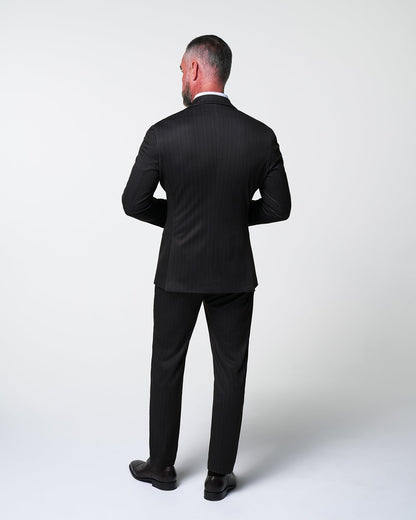 Athletic Fit Stretch Suit - Knit Navy & Grey Big Stripe | State & Liberty Suits