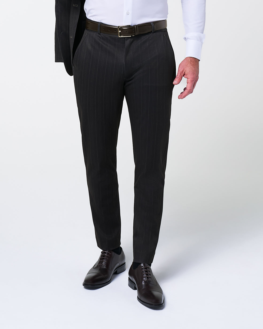 Athletic Fit Stretch Suit - Knit Navy & Grey Big Stripe | State & Liberty Suits
