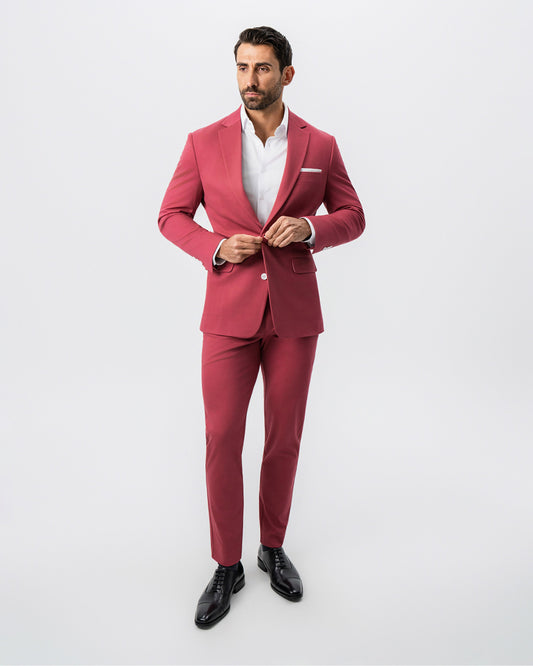 Athletic Fit Stretch Suit - Solid Crimson | State & Liberty Suits