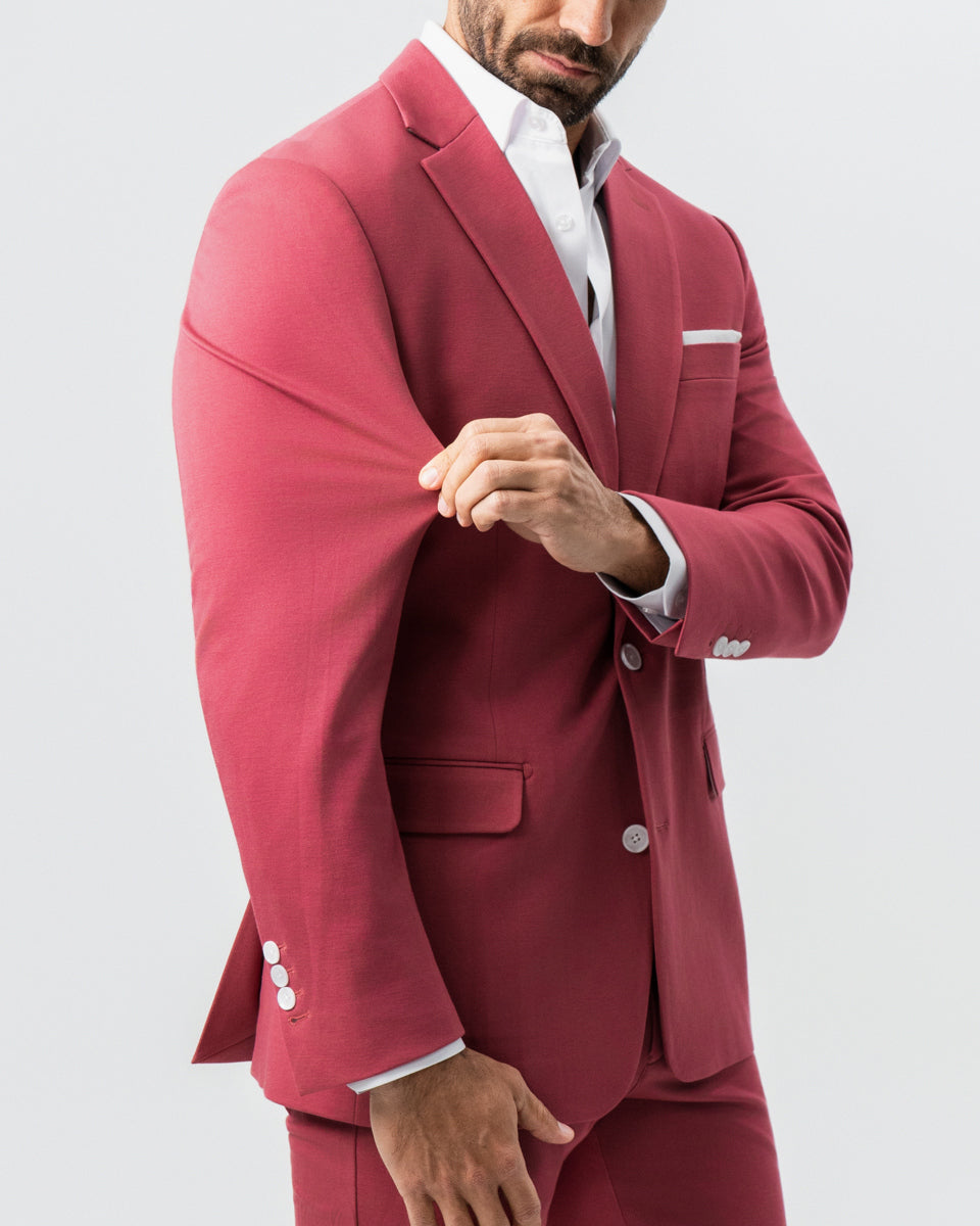 Athletic Fit Stretch Suit - Solid Crimson | State & Liberty Suits