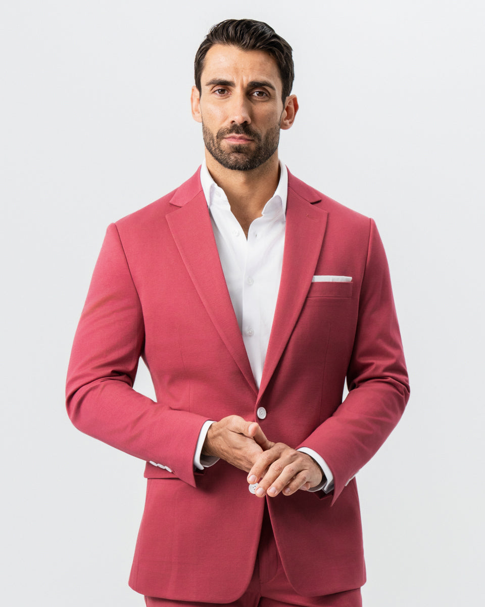 Athletic Fit Stretch Suit - Solid Crimson | State & Liberty Suits