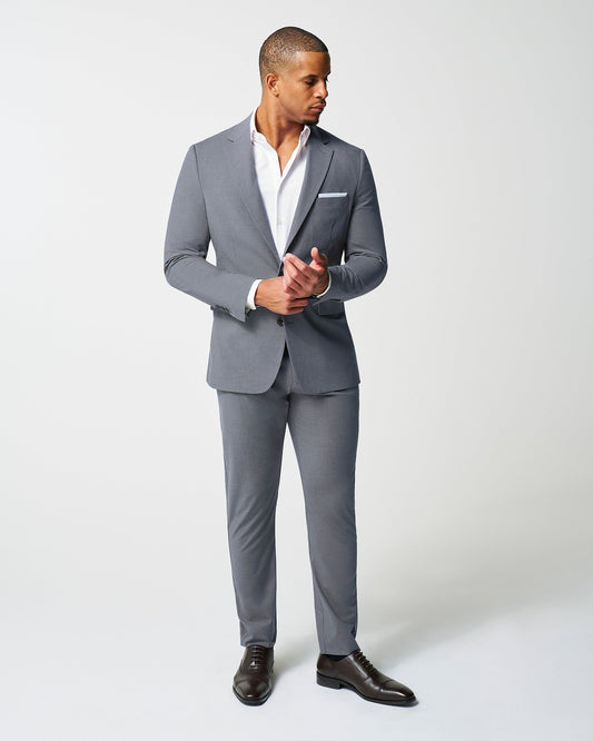 Athletic Fit Stretch Suit - Lightweight Heathered Smoked Grey | State & Liberty Suits