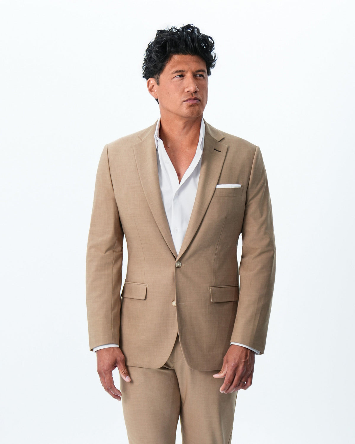 Athletic Fit Stretch Suit - Heathered Sand | State & Liberty Suits