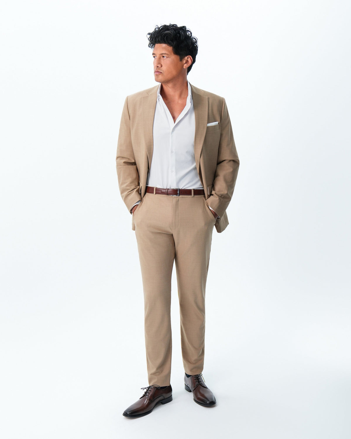 Athletic Fit Stretch Suit - Heathered Sand | State & Liberty Suits
