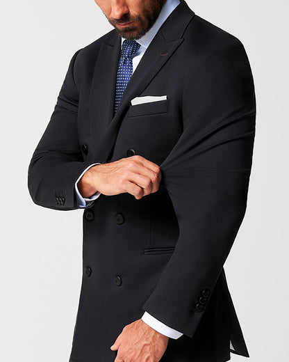 Athletic Fit Stretch Suit - Black Double Breasted | State & Liberty Suits