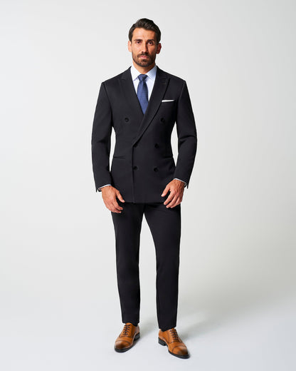 Athletic Fit Stretch Suit - Black Double Breasted | State & Liberty Suits