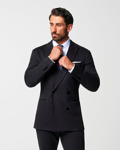 Athletic Fit Stretch Suit - Black Double Breasted | State & Liberty Suits