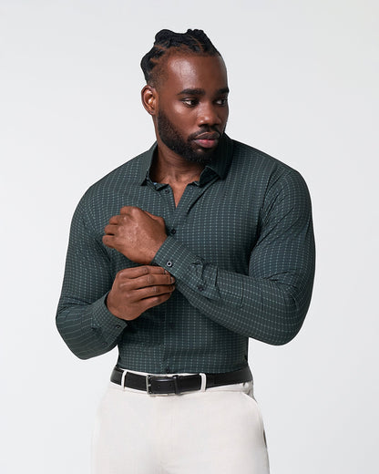 "The Colby" Dark Green & Mint Windowpane | State & Liberty Dress Shirts