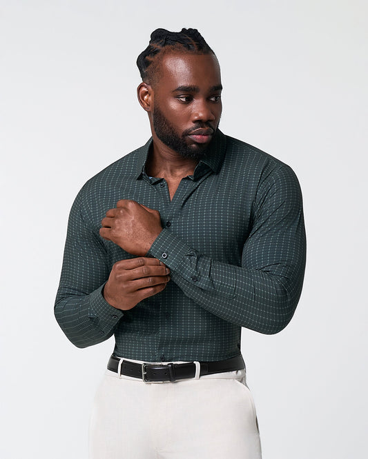 "The Colby" Dark Green & Mint Windowpane | State & Liberty Dress Shirts