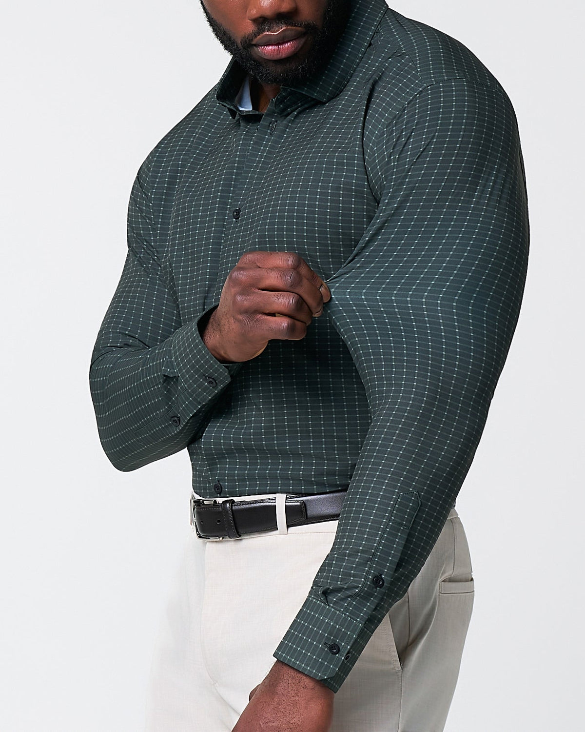 "The Colby" Dark Green & Mint Windowpane | State & Liberty Dress Shirts