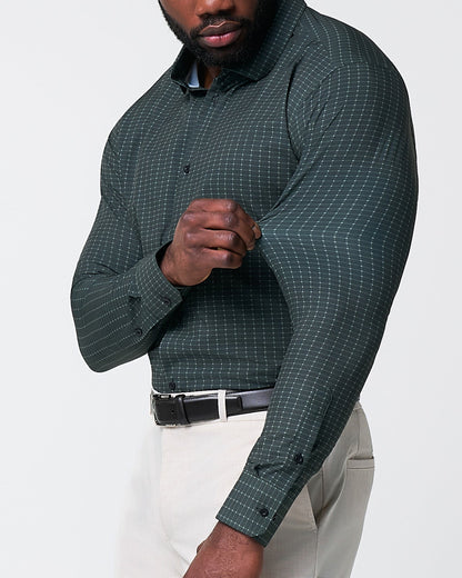 "The Colby" Dark Green & Mint Windowpane | State & Liberty Dress Shirts