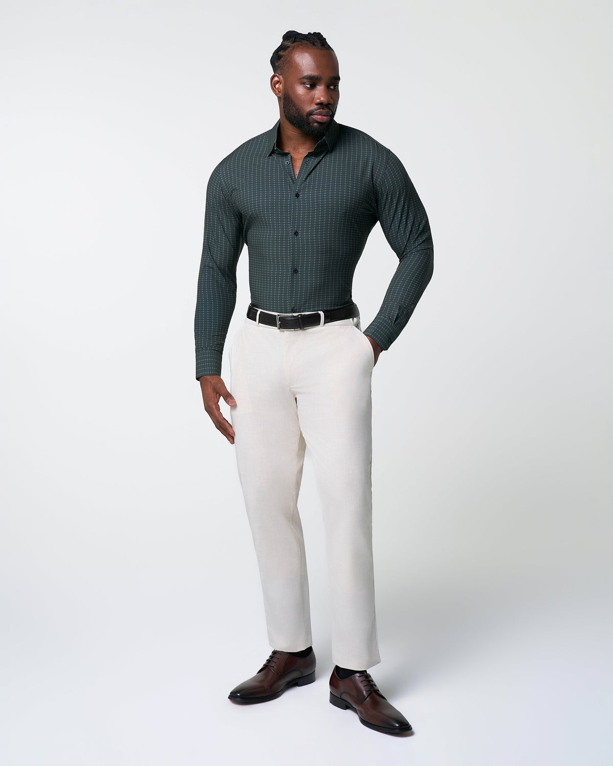 "The Colby" Dark Green & Mint Windowpane | State & Liberty Dress Shirts