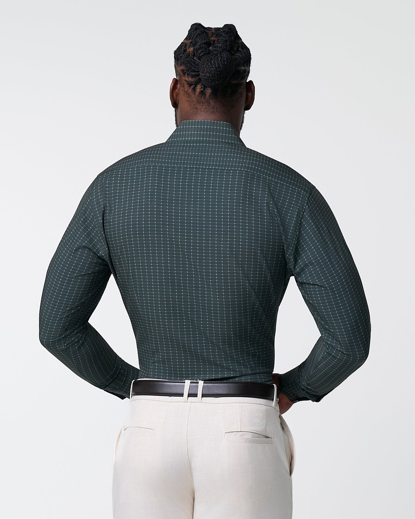 "The Colby" Dark Green & Mint Windowpane | State & Liberty Dress Shirts