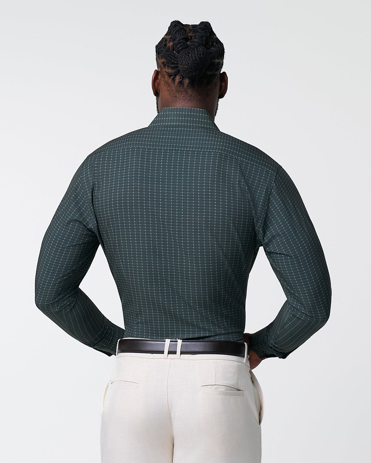 "The Colby" Dark Green & Mint Windowpane | State & Liberty Dress Shirts