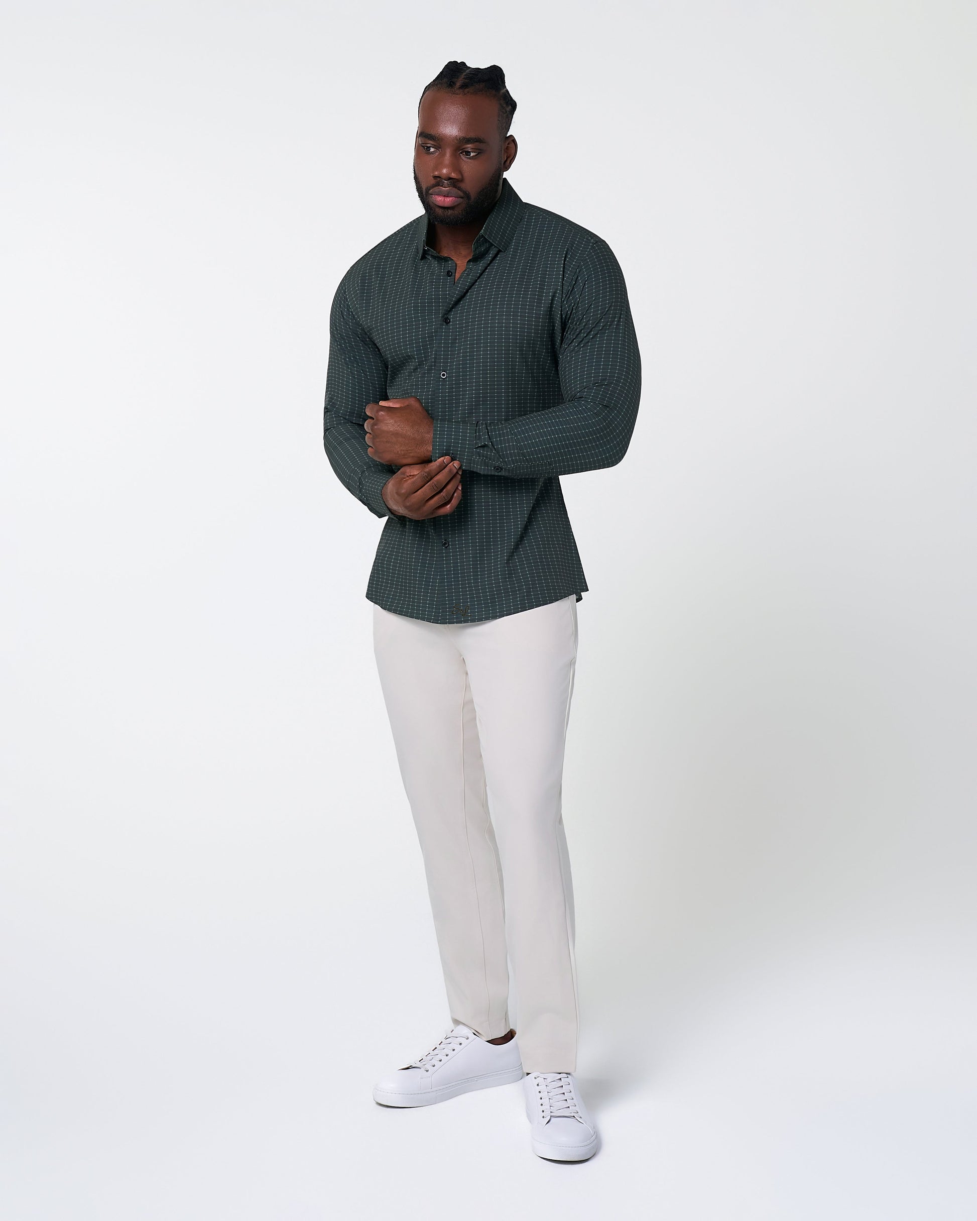 "The Colby" Dark Green & Mint Windowpane | State & Liberty Dress Shirts