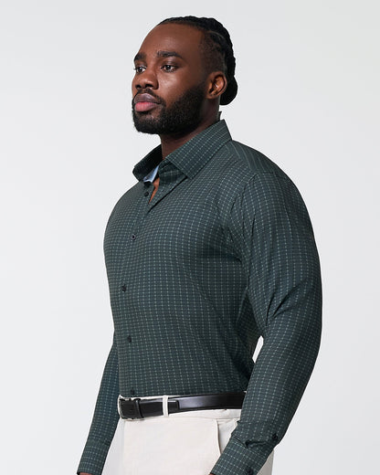 "The Colby" Dark Green & Mint Windowpane | State & Liberty Dress Shirts