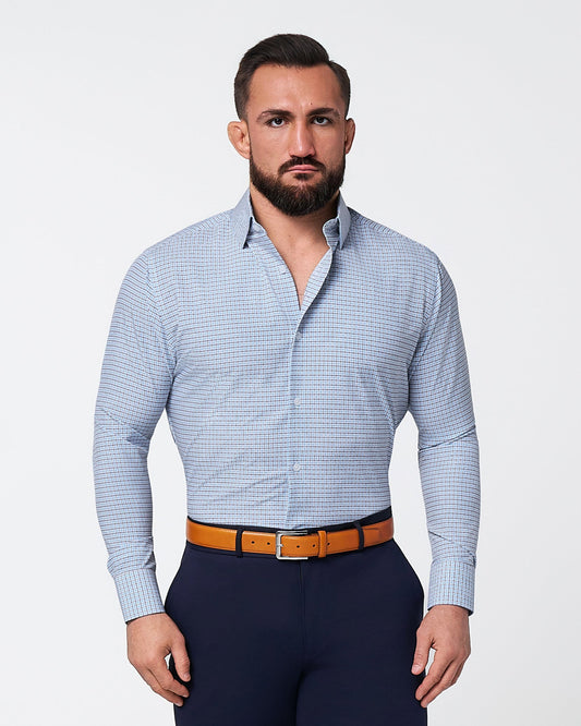 "The Dalton" Purple & Light Blue Windowpane | State & Liberty Dress Shirts