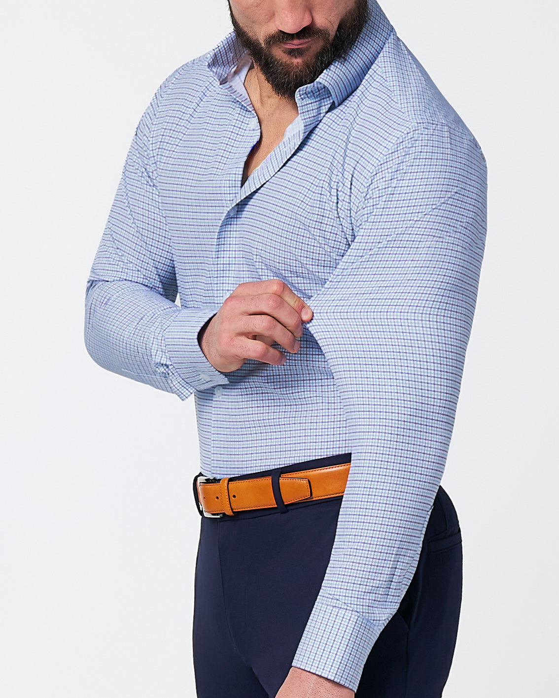 "The Dalton" Purple & Light Blue Windowpane | State & Liberty Dress Shirts