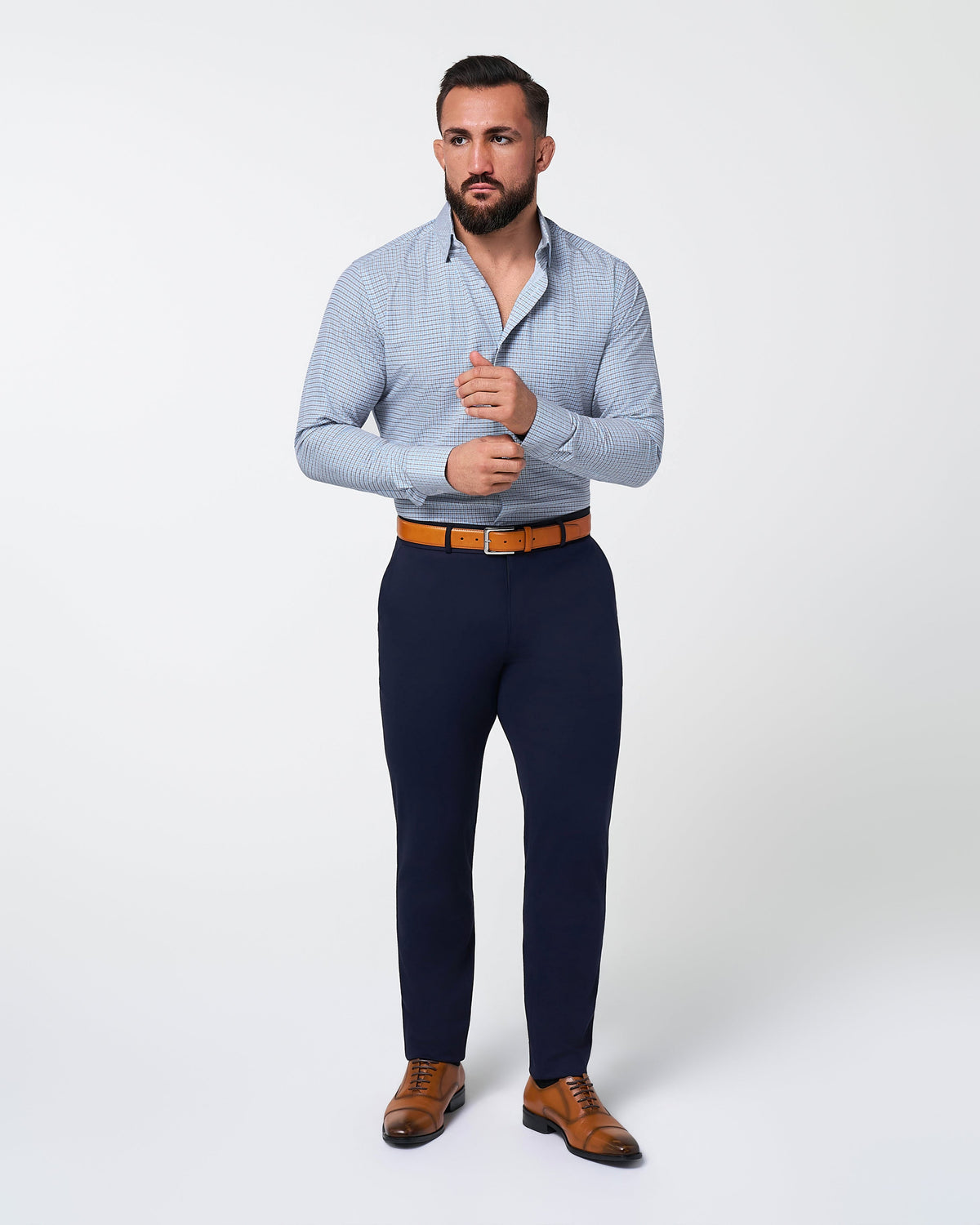 "The Dalton" Purple & Light Blue Windowpane | State & Liberty Dress Shirts