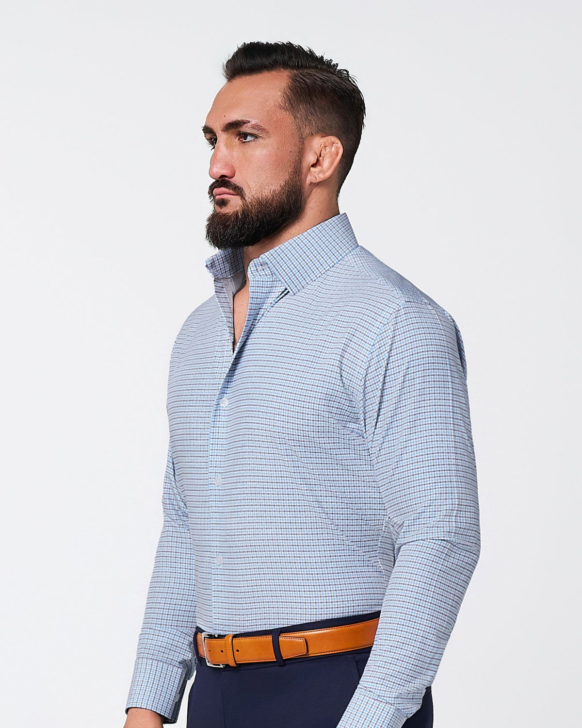 "The Dalton" Purple & Light Blue Windowpane | State & Liberty Dress Shirts