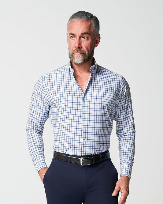 "The Elias" Light Navy Windowpane | State & Liberty Dress Shirts