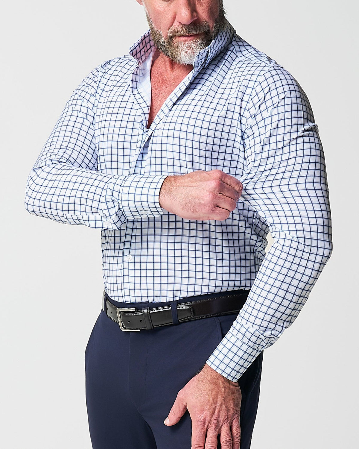 "The Elias" Light Navy Windowpane | State & Liberty Dress Shirts