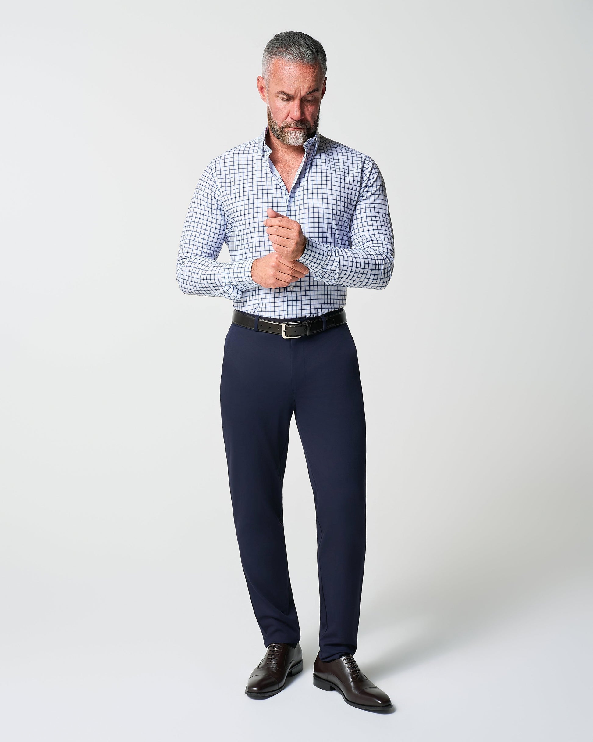 "The Elias" Light Navy Windowpane | State & Liberty Dress Shirts
