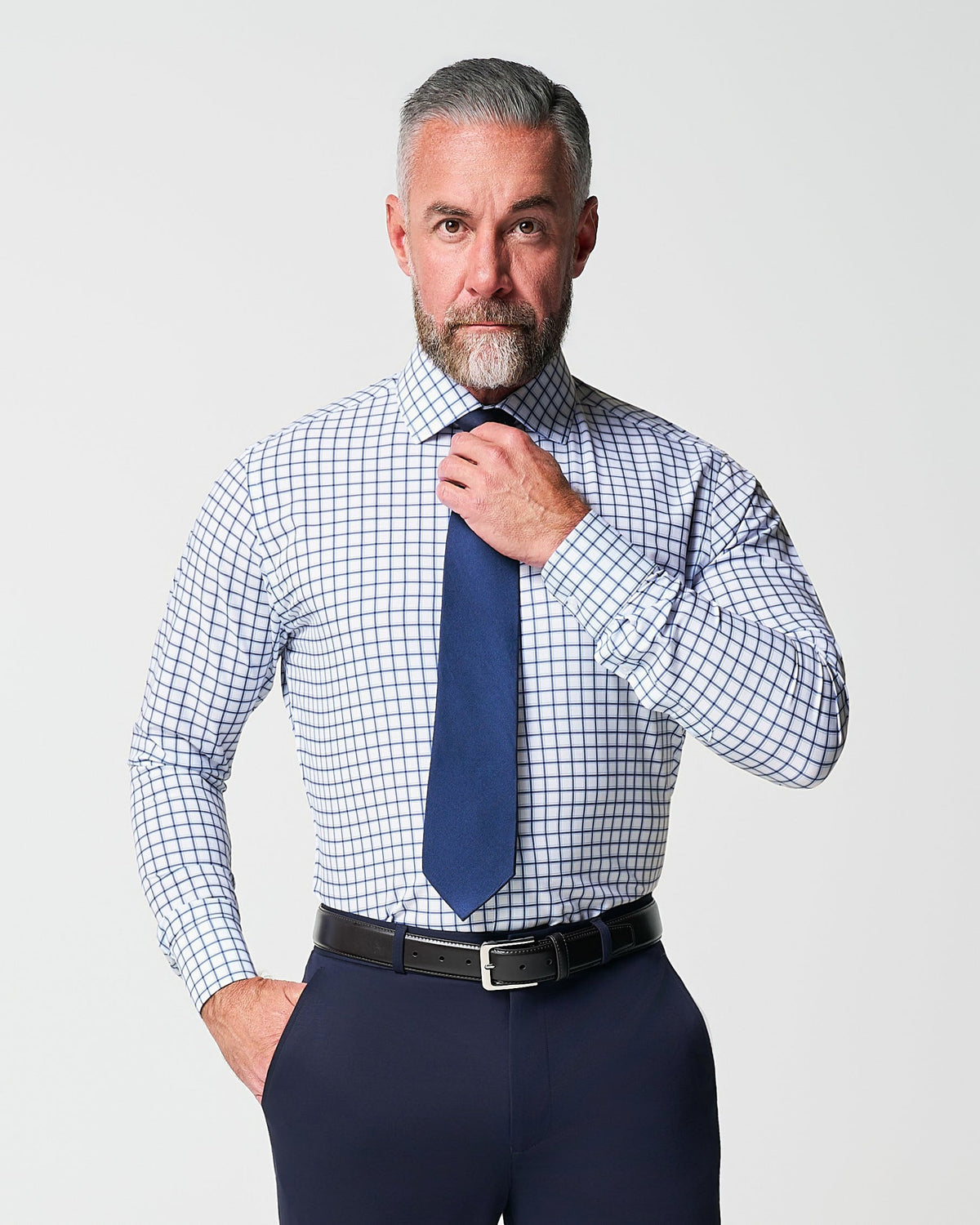 "The Elias" Light Navy Windowpane | State & Liberty Dress Shirts