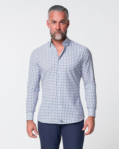 "The Elias" Light Navy Windowpane | State & Liberty Dress Shirts