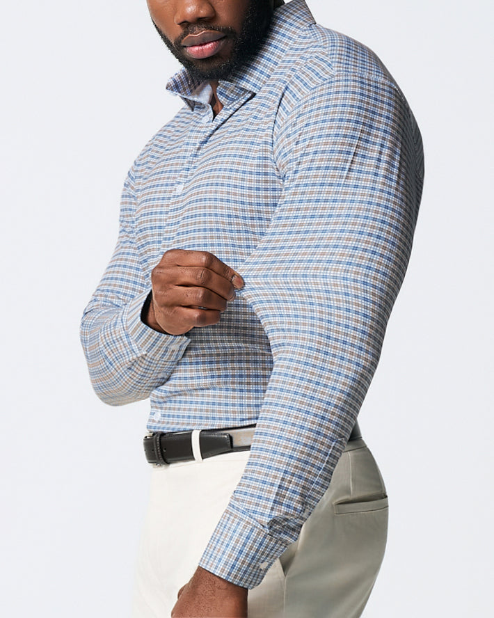 "The Fitz" Brown & Navy Plaid | State & Liberty Dress Shirts