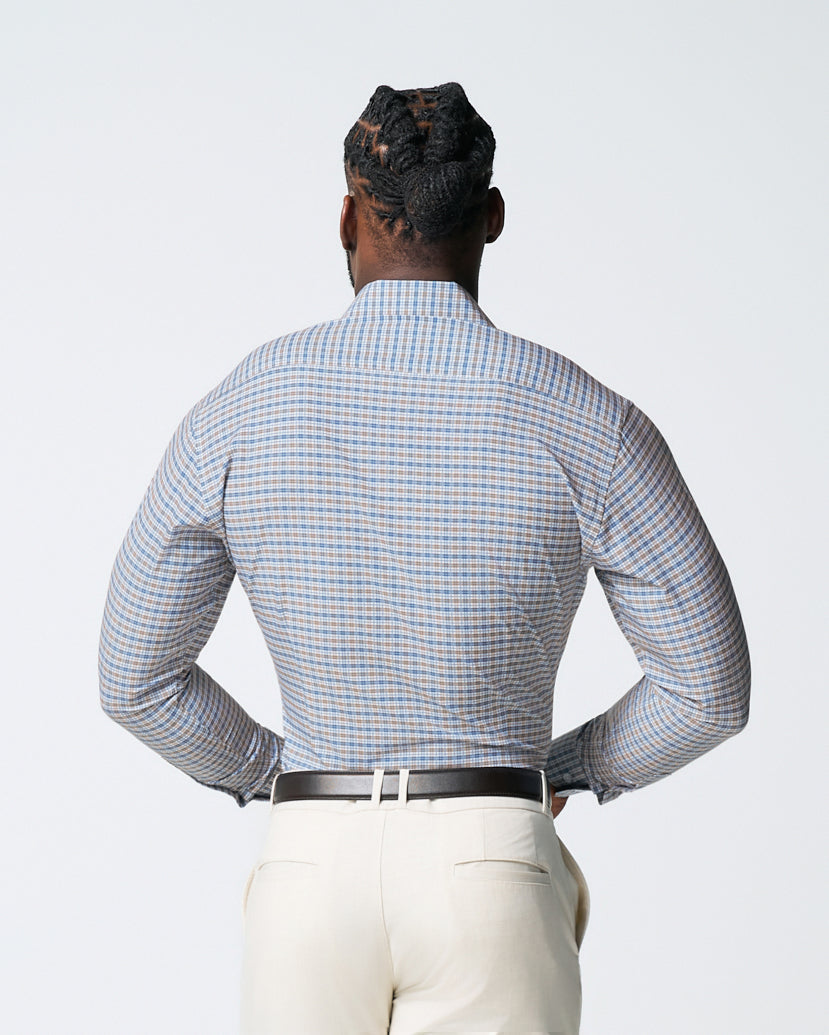 "The Fitz" Brown & Navy Plaid | State & Liberty Dress Shirts