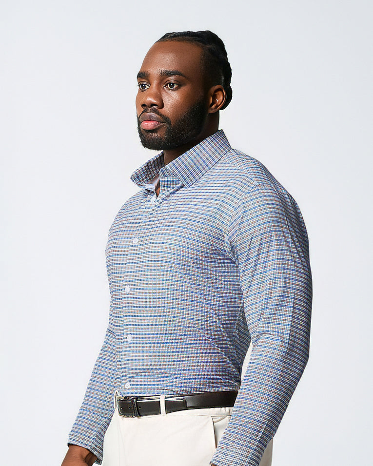 "The Fitz" Brown & Navy Plaid | State & Liberty Dress Shirts