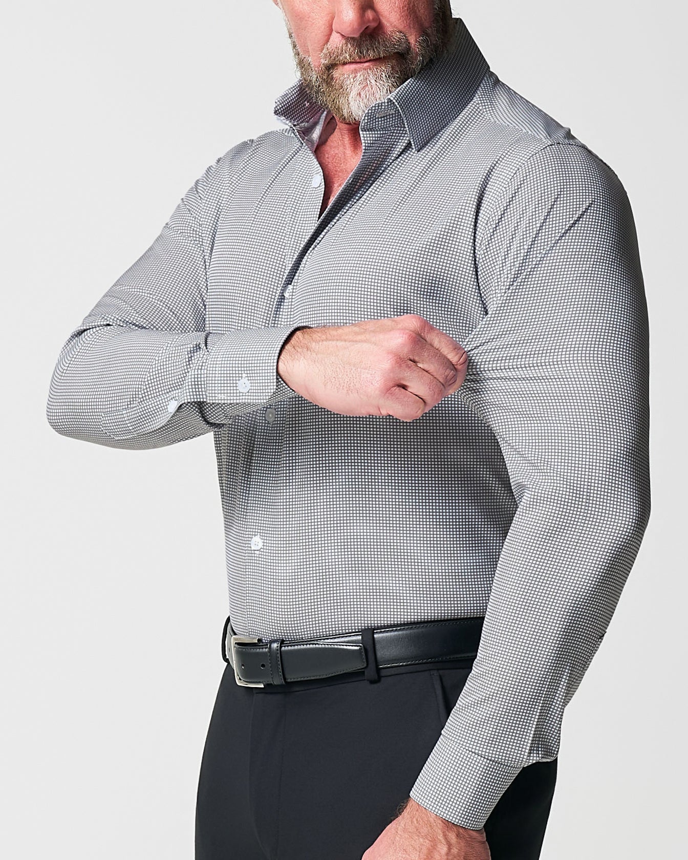 "The Harris" Grey Roped Windowpane | State & Liberty Dress Shirts