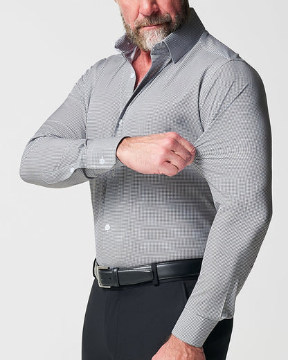 "The Harris" Grey Roped Windowpane | State & Liberty Dress Shirts