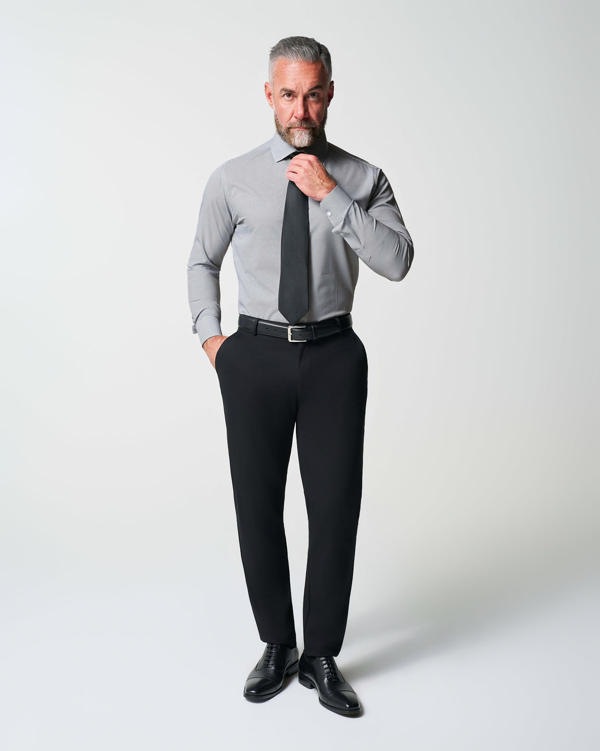 "The Harris" Grey Roped Windowpane | State & Liberty Dress Shirts